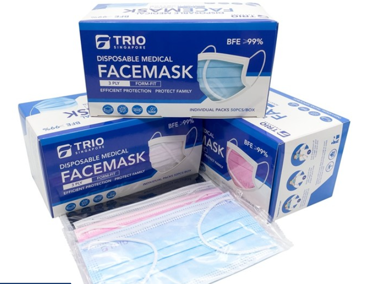 TRIO 3PLY Adult Medical Mask 50pcs/Box (Singapore Brand)