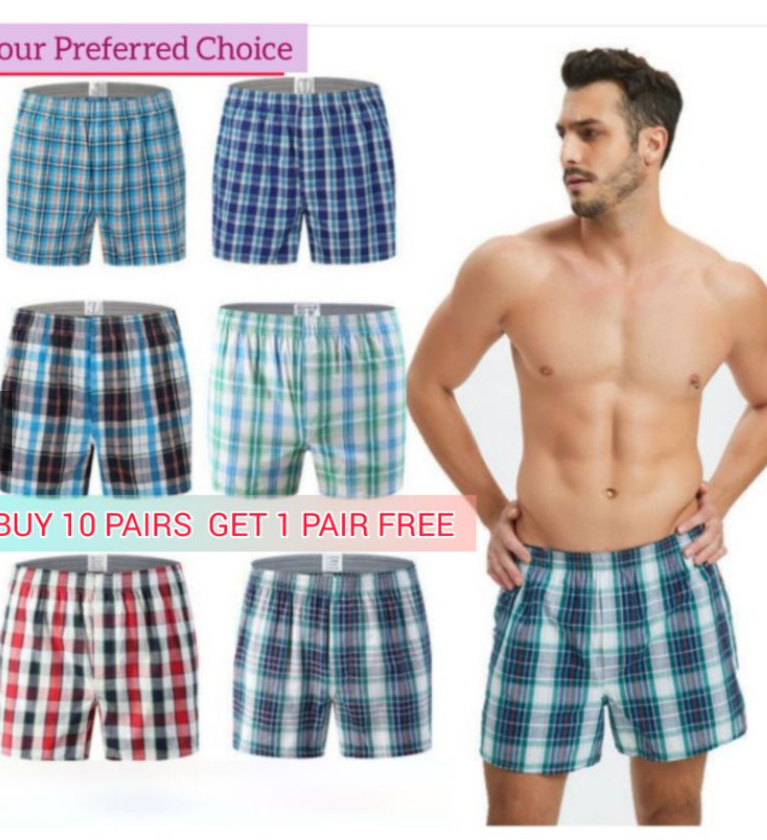 【SG STOCK】Quality Soft Comfort Breathable Boxers Shorts 100% Cotton Men Underwear Sizes S - XXXL Boxer